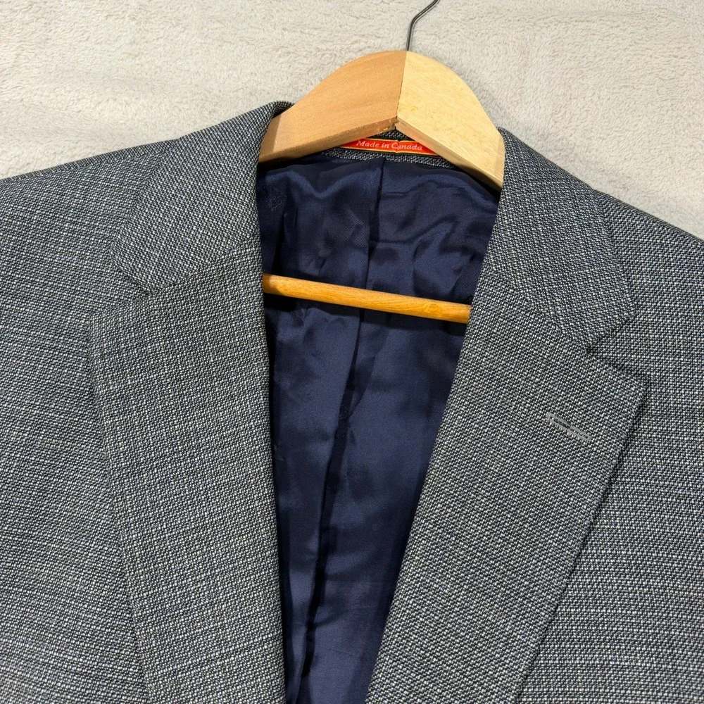 Cremieux Mens 48R Blazer Blue Gray Check Wool Norman-R SPJ Modern Classic Fit